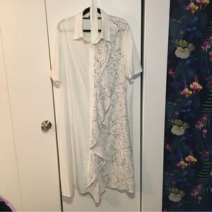Shein Curve White and Black Button Up Dress Size 2XL Preowned
